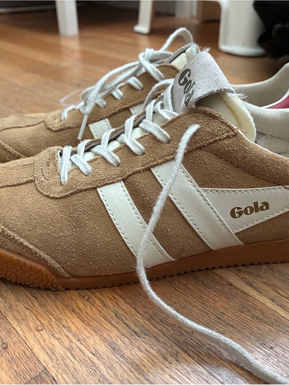 Gola Tan Suede Sneakers with White Accents - Picture 2 of 6